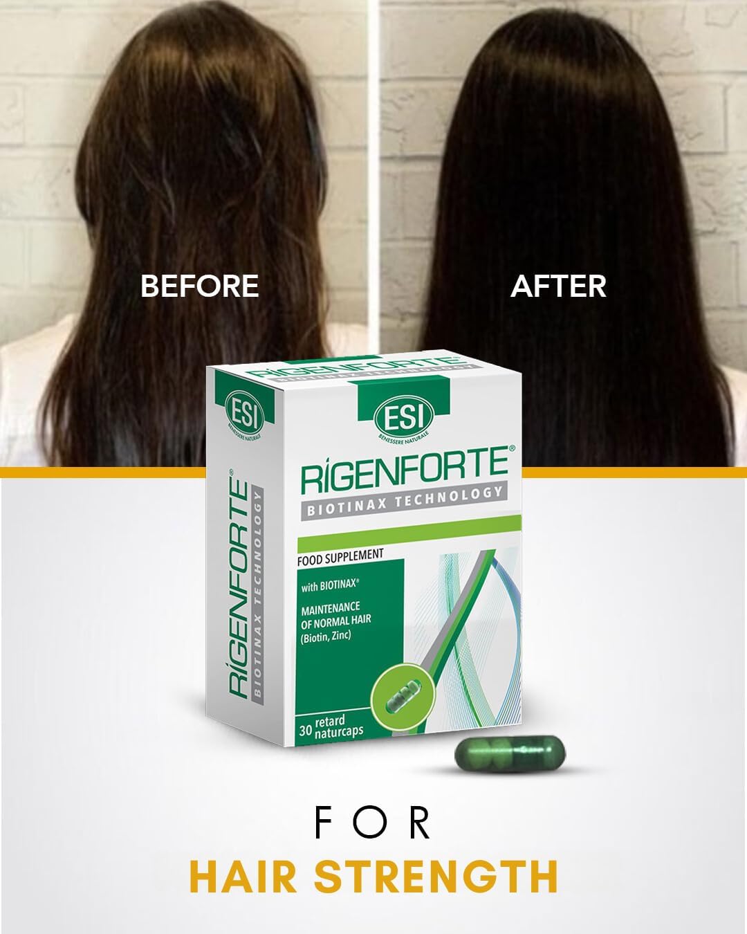 Rigenforte Hair Supplement, 30 Naturcaps- Biotinax Formula Rigenforte