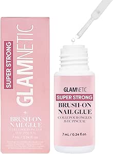 Glamnetic Super Strong Brush On Nail Glue | Brush Tip Applicator, Mess Free, Travel Friendly, Vegan | Durable & Long-Lasting | .24 fl. oz.