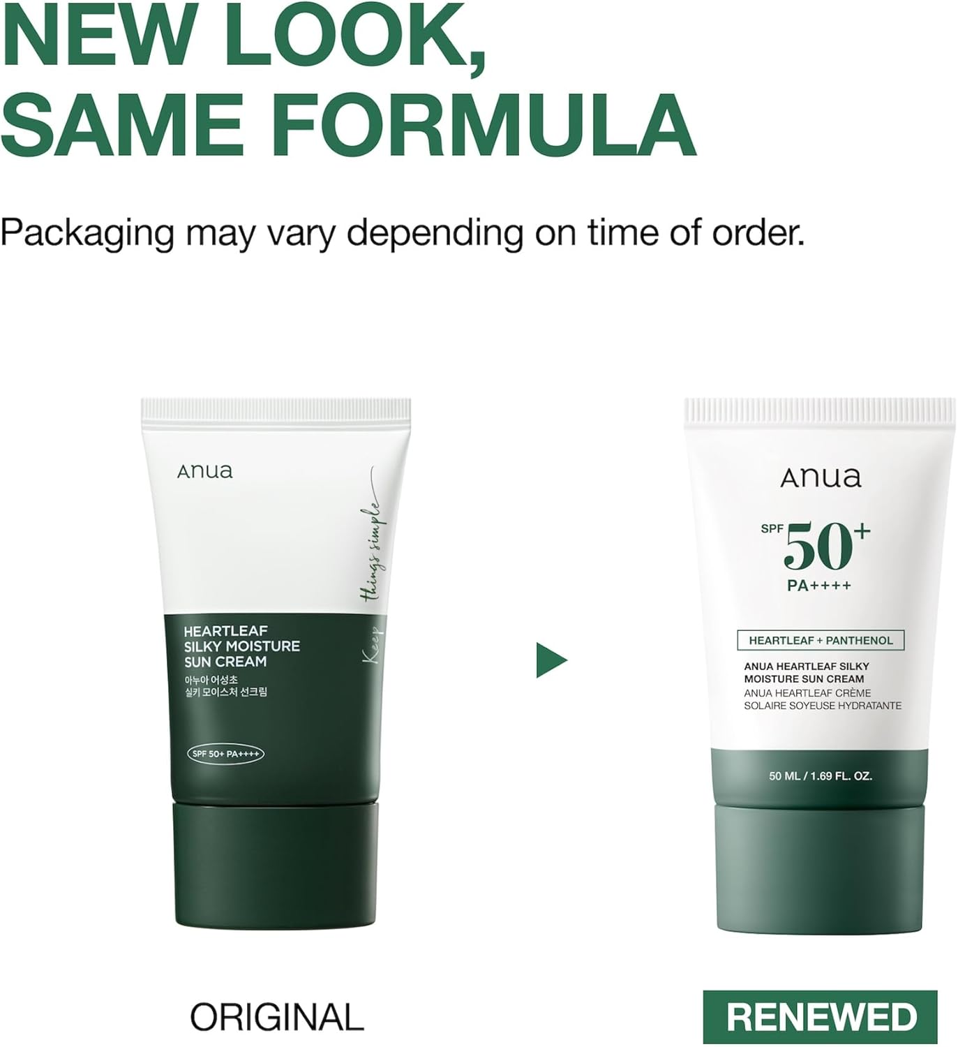 Anua Heartleaf Silky Moisture SP50+ PA++++ Sun Cream 50ml Anua