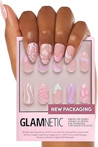Glamnetic Press On Nails - Wild Card | Opaque UV Finish Short Pointed Almond Shape, Reusable Pastel Nails in 12 Sizes - 24 Nail Kit with Glue