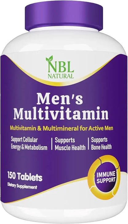 NBL Natural High Potency Multivitamin for Active Men Muscle Health Support Immune Support Energy and Metabolism Support 150 Tablets NBL