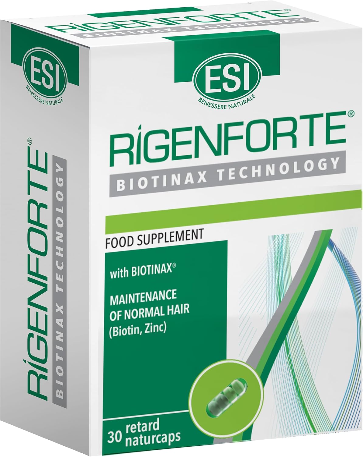 Rigenforte Hair Supplement, 30 Naturcaps- Biotinax Formula Rigenforte