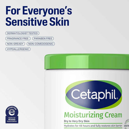 Cetaphil moisturizing cream, face & body moisturizer with dry to very dry sensitive skin, unscented - 250g