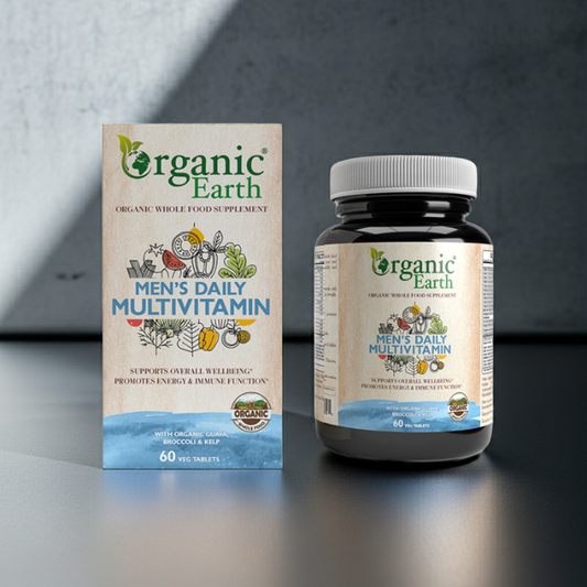 Organic Earth Men's Daily Multivitamin 60 Tablets – Whole-Food Formula