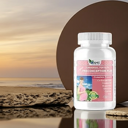 AMS Preconception Plus Vegetable Capsules, Prenatal Support, Conception And Fertility Supplement, Pack of 180's AMS