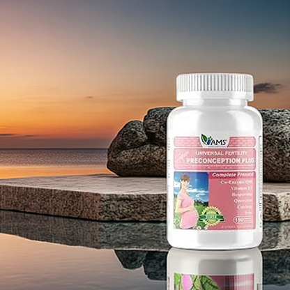 AMS Preconception Plus Vegetable Capsules, Prenatal Support, Conception And Fertility Supplement, Pack of 180's AMS