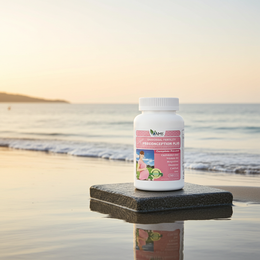 AMS Preconception Plus Vegetable Capsules, Prenatal Support, Conception And Fertility Supplement, Pack of 180's AMS