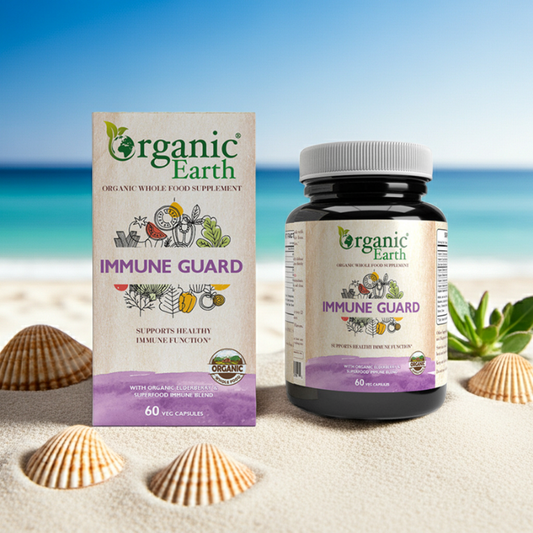 Organic Earth Immune Guard, Vitamin C, Zinc, Elderberry and Mushroom Immune Support - 60 Capsules
