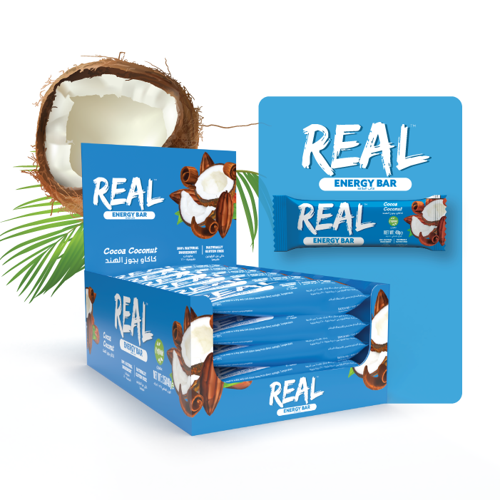 Real Energy Bar Cocoa Coconut 40g - Box of 25 Pcs REAL