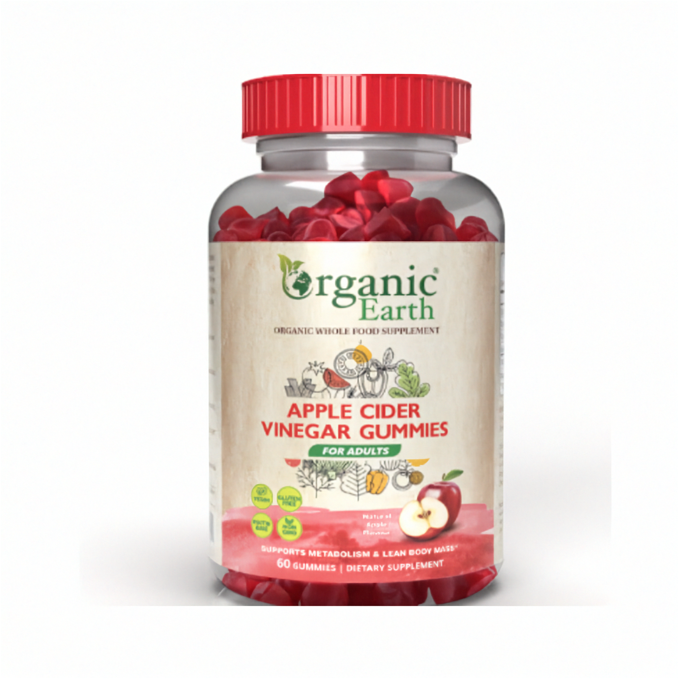 Organic Earth Apple cider Vinegar Gummies for adults 60’s