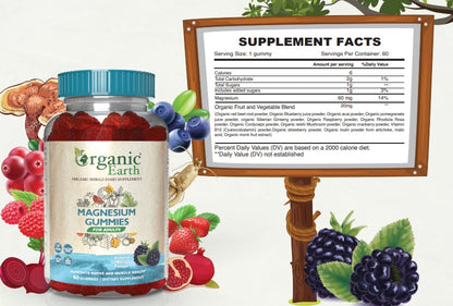 Organic Earth Magnesium Adults Gummies 60s