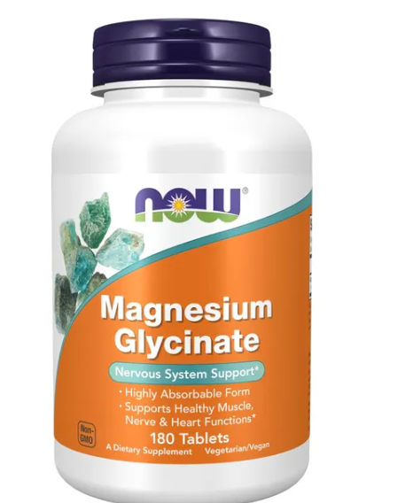 Now Magnesium Glycinate Tablets, Magnesium Supplement For Nerve & Heart, Pack of 180's