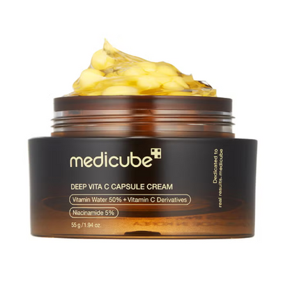Mega Deal Medicube Deep Vitamin C Golden Capsule Face Moisturizer - Liposome Capsules For Wrinkles, Skin Radiance - Transparent Gel For Glow Hydration - Korean Skin Care 1.94 Oz Medicube
