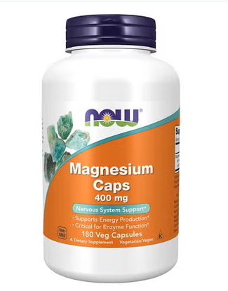 Now Magnesium 400mg Capsules For Energy Production & Nervous System Support, Pack of 180's NOW
