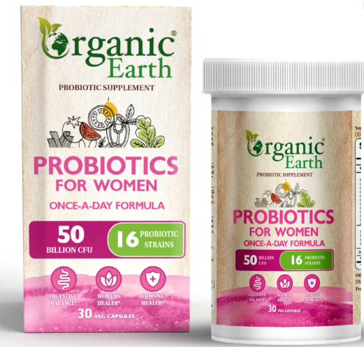 Organic Earth Probiotics For Women – 50 Billion CFU, 16 Strains | 30 Capsules