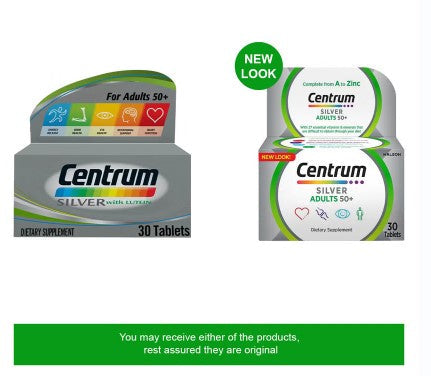 Centrum Silver With Lutein 50+ Adult Multivitamin Supplement Tablets, Pack of 30's Centrum