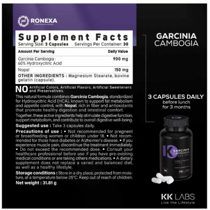 KK Labs Garcinia Cambogia 60% HCA - 90 Capsules