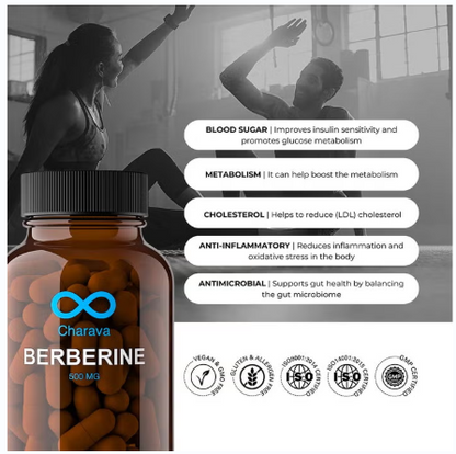 Charava Berberine 500 mg Vegan Capsules, 60 Capsules