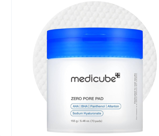 Medicube Zero Pore Pad 155g, Dual Texture Exfoliating Toner Pads with AHA and BHA for Pore Care, 70 Pads