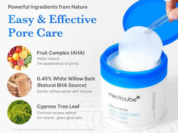Medicube Zero Pore Pad 155g, Dual Texture Exfoliating Toner Pads with AHA and BHA for Pore Care, 70 Pads