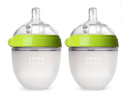 Comotomo Baby Feeding Bottles With Replacement Silicone Nipples-Green, Bundle Pack of 10 Pieces