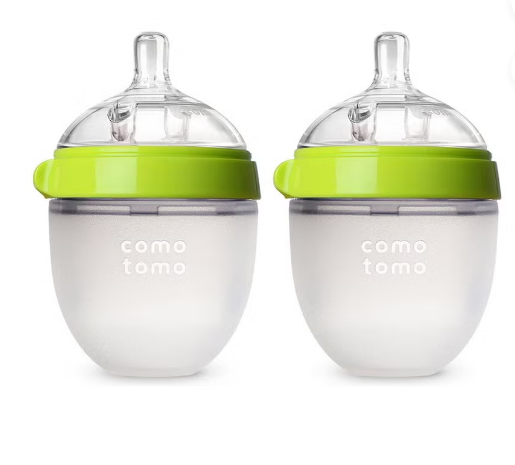 Comotomo Baby Feeding Bottles With Replacement Silicone Nipples-Green, Bundle Pack of 10 Pieces
