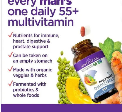 New Chapter Every Man's One Daily 55+ Multivitamin Tablets, Pack of 72's New Chapter