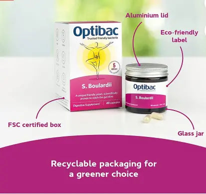 Optibac Saccharomyces Boulardii Digestive Capsules 40's Optibac