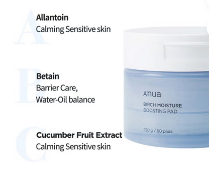 Anua Birch Moisture Boosting Facial Toner Pads With Hyaluronic Acid 160ml