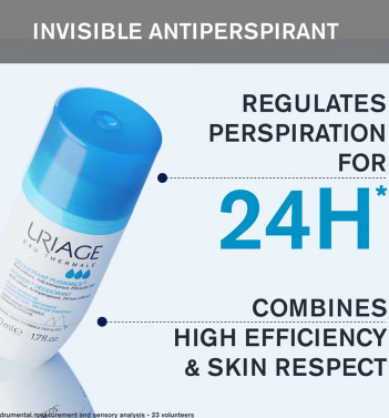 Uriage Power-3 Antiperspirant 24 Hours Fresh Deodorant Roll On 50ml Uriage