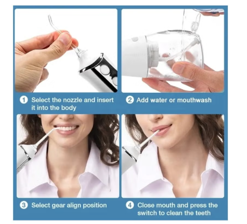 Portable Water Dental Flosser For Teeth Cleaning Dental Oral Irrigator With 4 Modes Scalable 5 Jet Nozzles IPX7 Water Resistance 300ML doscher