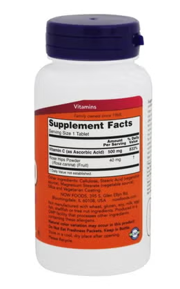 Now C-500 Vitamin C With Rose Hips Tablets For Antioxidant Support, Pack of 100's NOW