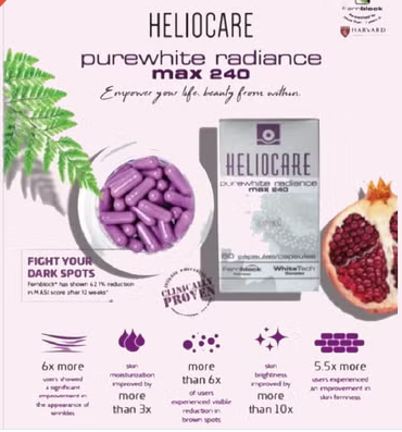 Heliocare Purewhite Radiance Max 240 Oral Capsules With White Tech Complex, Pack of 60's Heliocare