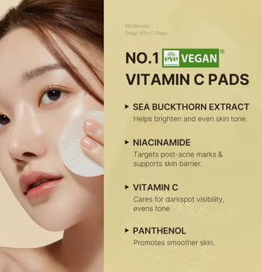 Medicube Deep Vita C With 2% Niacinamide Facial Toner Pads For Dark Spots & Blemish Care 150g, Pack of 70's Medicube