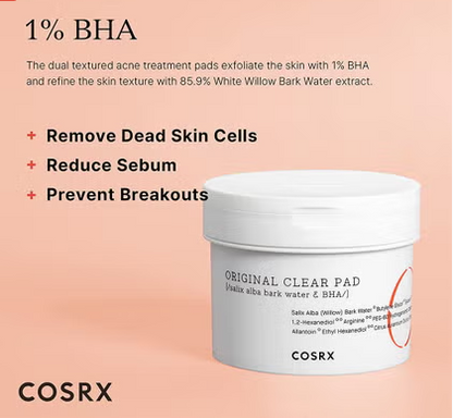 Cosrx One Step Original Clear Pad With 1% BHA, Single pack of 70's Cosrx