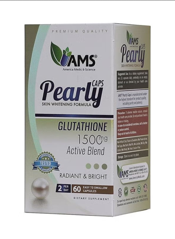 AMS Pearly Skin Glutathione 1500mg – 60 Capsules | Skin Brightening & Antioxidant AMS