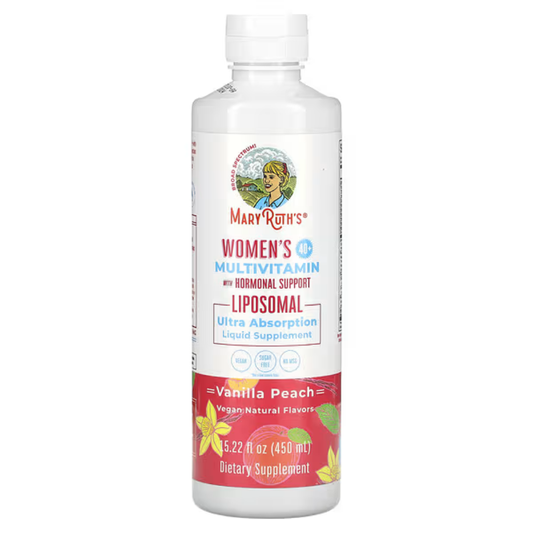 Mary Ruth's Women's 40+ Multivitamin Liposomal, 450 ML, Vanilla Peach, Promotes bone strength and muscle function By Mary Ruth's Organic Mary Ruth's