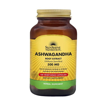 Sunshine Nutrition's Ashwagandha 500 mg Vegetable  Capsules 100's