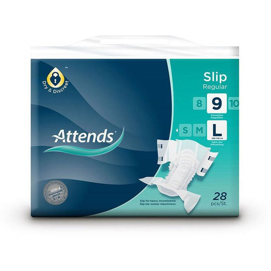 Attends Slip Regular 9 Large 28's Incontinence Adult Diapers Attends