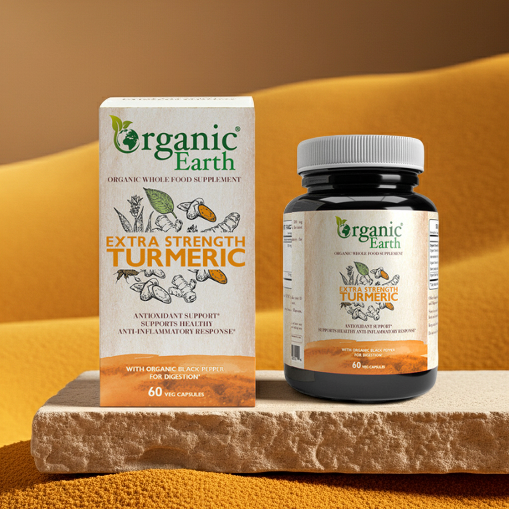 Organic Earth Extra Strength Turmeric 60 Capsules – High-Potency Curcumin