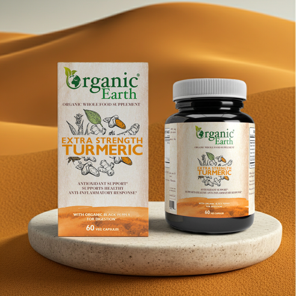 Organic Earth Extra Strength Turmeric 60 Capsules – High-Potency Curcumin