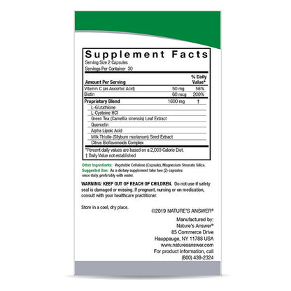 Nature's Answer DermaBrite With Glutathione Vegetarian Capsules For Skin Brightening, Pack of 60's